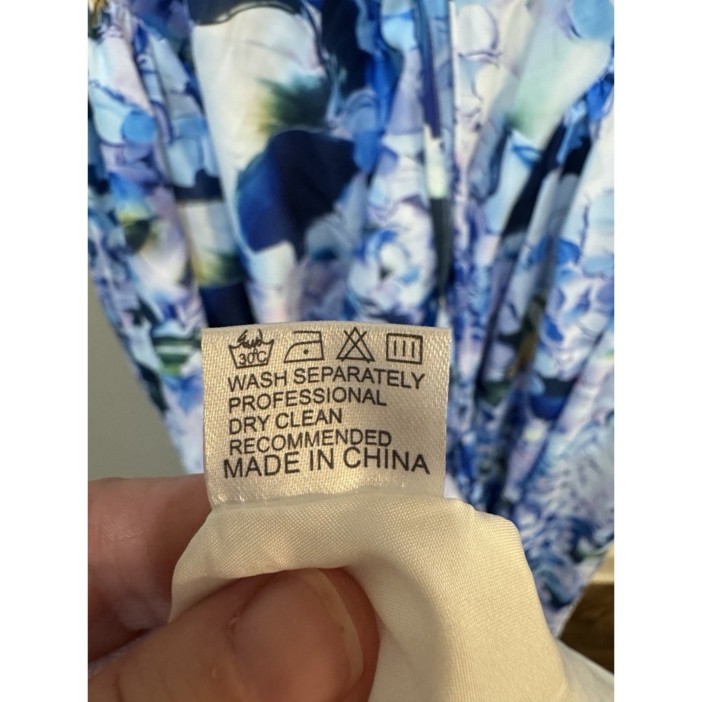 Floral Blue Maxi Dress with Tie Straps - Picture 11 of 15